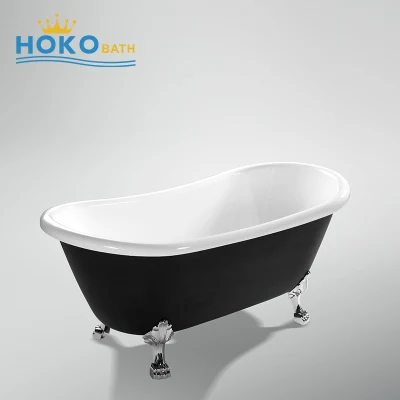 Ванна для замачивания на ножках Черно-белая отдельно стоящая ванна